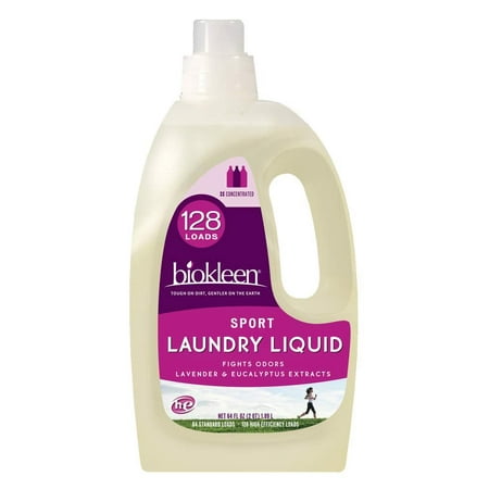 Biokleen Laundry Detergent Liquid, Concentrated, Eco-Friendly, Non-Toxic, Plant-Based, No Artificial Fragrance, Colors or Preservatives, Sports, 64 Ounces - 128 HE Loads/64 Standard Loads Lavender,