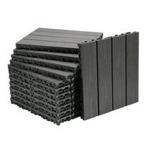 WUJDF Interlocking Deck Tiles,Wood Composite Interlocking Floor Deck Tiles Outdoor Use,Great Upgrade To Patio Backyard Pathway,Waterproof Woodgrain Outdoor Flooring Balcony Poolside 11.8"X11.8"