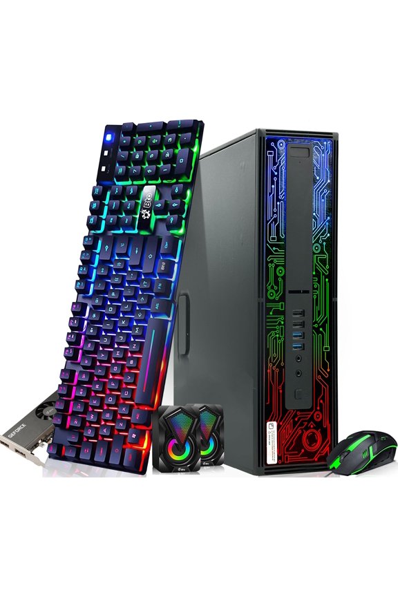 Restored BTO BX8G2 RGB Desktop Computer – Intel i7-6700 6th Gen – 16GB DDR4 RAM – 512GB SSD – AMD Radeon RX 550 4GB – RGB Keyboard & Mouse – RGB Speakers – Wi-Fi – Gaming PC – Windows 11 Pro