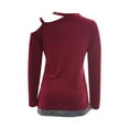 thumbnail image 5 of YOTMKGDO Off The Shoulder Top, Sparkly Tops for Women, New Off The Shoulder Irregular Sequin Long Sleeved Casual Top Round Neck T Shirt Fashion, Red Tops for Women, XL, 5 of 5