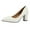 White, variant on XIMIN Women's Closed Pointed Toe Work Dress Pumps Low Chunky Patent Leather Office Heels Suede Wedding Party Slip On Daily Comfy Pump Shoes (7.5, Black)