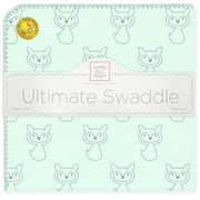 Ultimate Swaddle Blanket - Gray Fox, SeaCrystal with SeaCrystal Trim