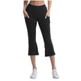 thumbnail image 5 of Trgacdwlo Womens Flare Capri Leggings High Waisted Cotton Yoga Pants for Women Stretchy Slim Fit Workout Compression Leggings Black M, 5 of 8