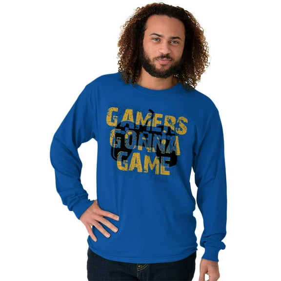 Gamers Gonna Game Video Games Nerdy Men's Big & Tall Long Sleeve Graphic Tee Brisco Brands 2X
