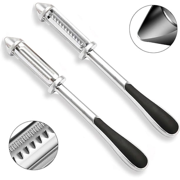 2 Pack 3 in 1 Potato Peeler, Multifunctional Kitchen Fruit Vegetable Peeler, Premium Sharp Stainless Steel Blade, Ergonomic Non-slip Black Handle