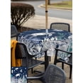 thumbnail image 5 of Outdoor Tablecloth with Umbrella Hole for Patio/Picnic/Party/Camping, Navy Blue Turtle Coastal Waterproof Table Cloth Square Cover Washable, Nautical Summer Beach Coral Jellyfish (54"x 54"), 5 of 8