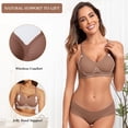 thumbnail image 2 of Bralettes Bra OEAK para mujer, sin costuras, cuello en V, color café XL, 2 of 8