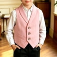 thumbnail image 4 of GiLiling Boys Suit Vest Classic Tuxedo Kids Formal Waistcoat Notch Lapel Dress Vest with Pockets Elegant Gentleman Outfit (Pink, 18-24 Months), 4 of 4