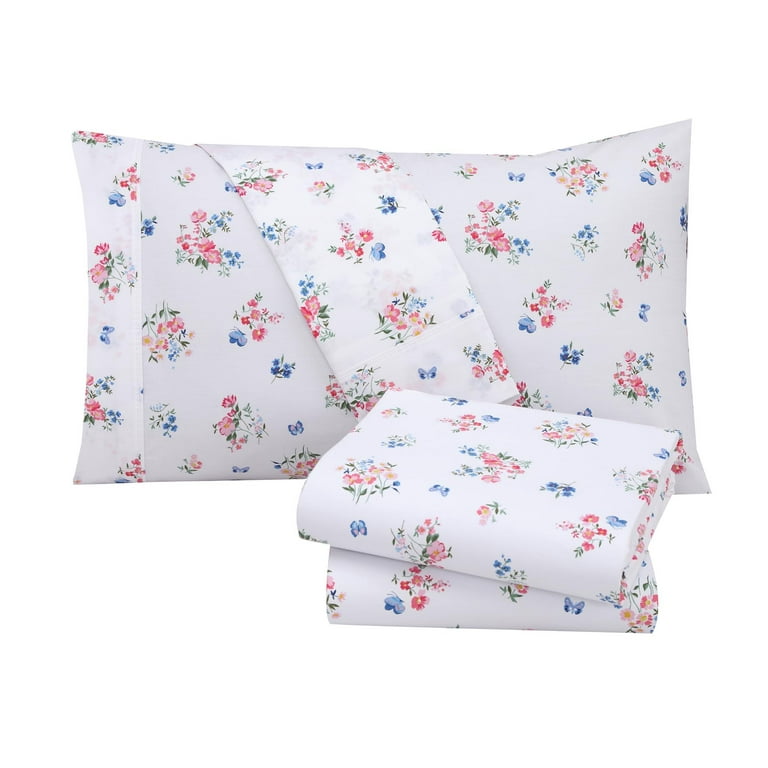 [QUEEN] Ralph discount Lauren Maggie 4pc Floral Queen Sheet Set White Multi 100% Cotton