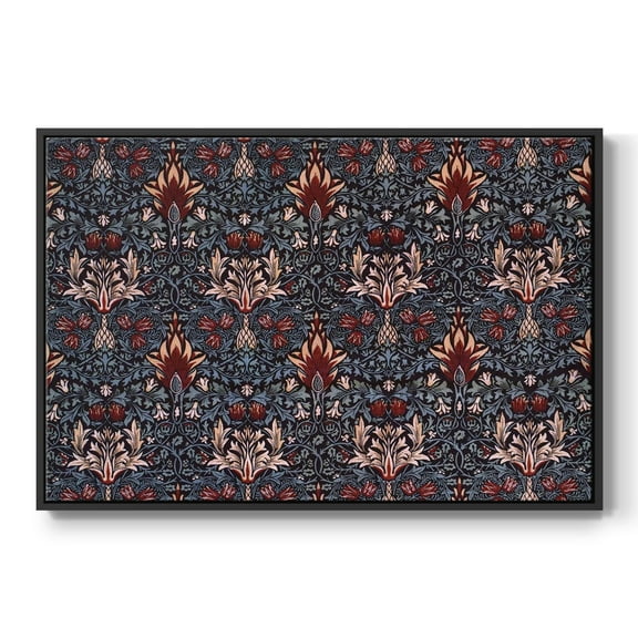 Vintage Abstract Print-LVII Framed in Black Wood Gallery Wrapped Canvas 17 in. x 25 in.