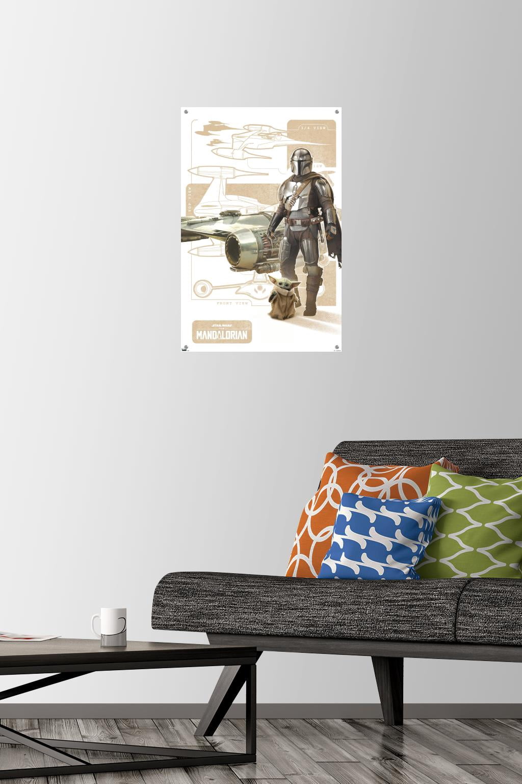 Star Wars: The Mandalorian Season 3 - N1 Starfighter Wall Poster with Push Pins, 14.725" x 22.375"