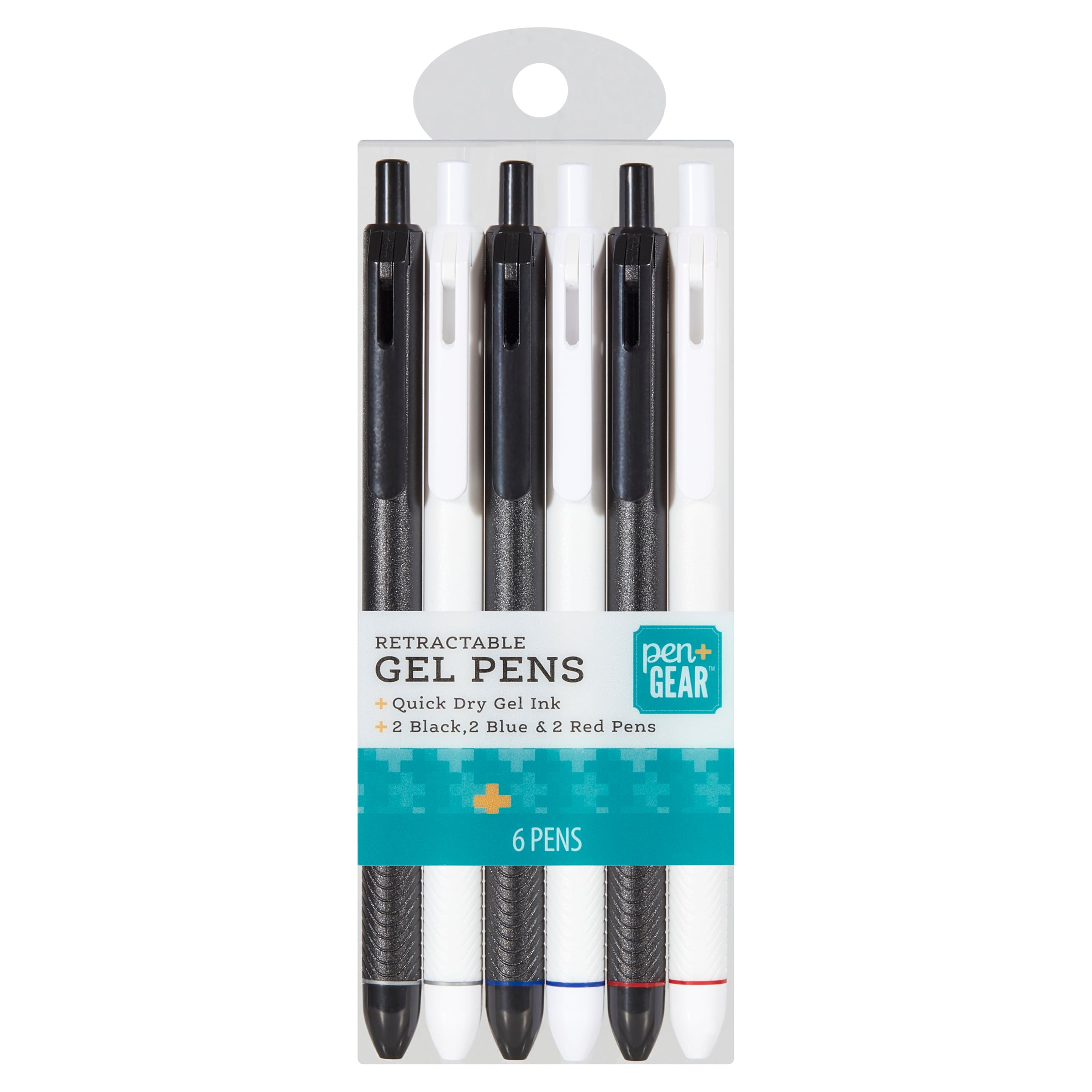 Pen+Gear Retractable Gel Pens, Assorted Colors, 6 Count, 202689