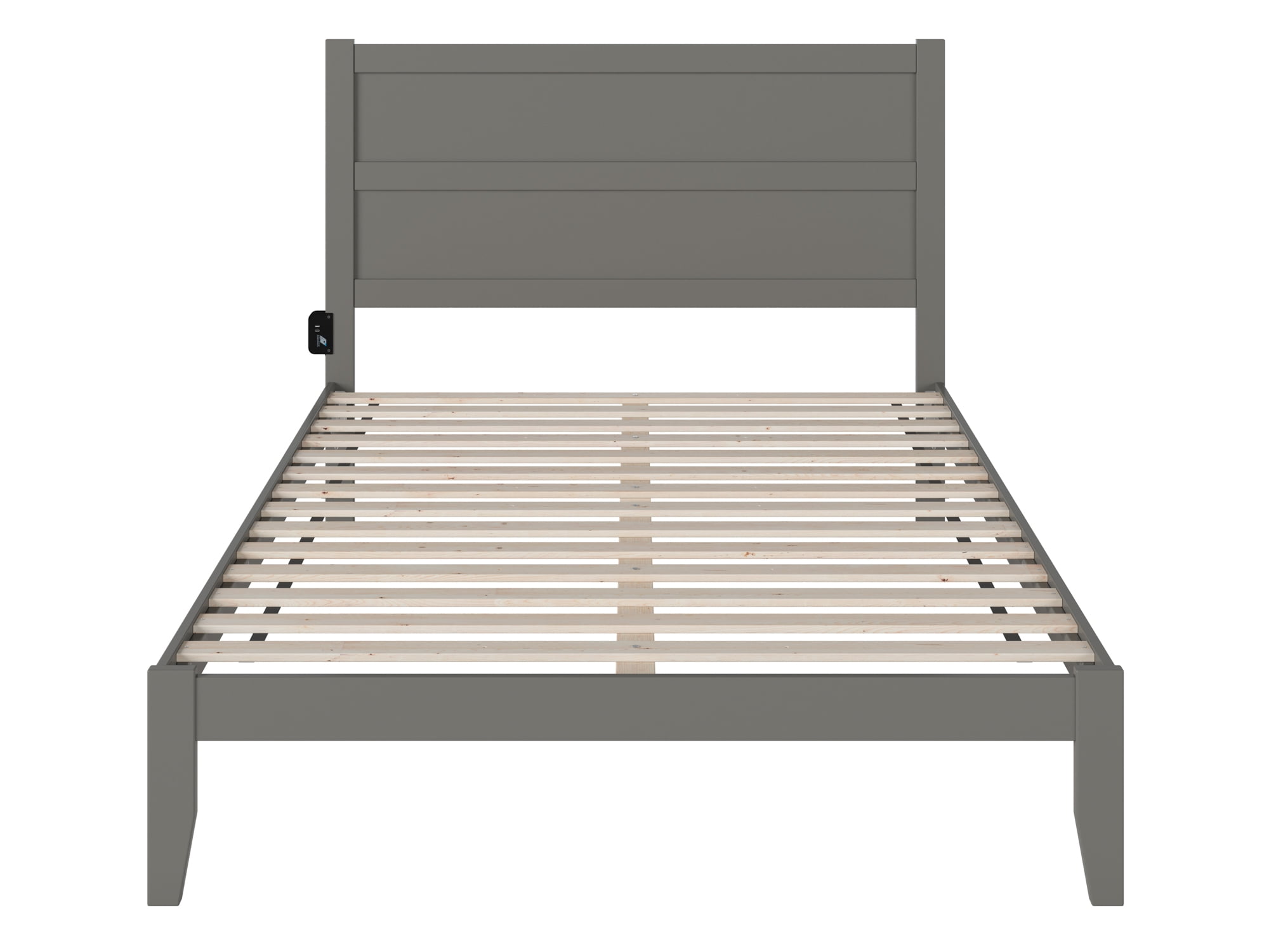 AFI NoHo 14" Queen Wood Platform Bed Frame with Modern Panel Headboard, Grey
