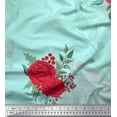 thumbnail image 1 of Soimoi polyester Crepe Fabric Holly Leaves & Rose Flower Print Fabric by the Yard 42 Inch Wide, 1 of 3