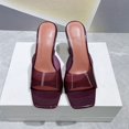 thumbnail image 1 of Square head wine glass with open-toed sandals summer beach high-heeled slippers pvc transparent thick-heeled simple sandals, 1 of 5