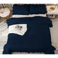 thumbnail image 6 of DNG Creations 1 Piece Vintage Ruffle Pattern Comforter Set Premium Ultra Soft 550 GSM All Season ( Full/Queen Size ) 100% Egyptian Cotton Solid Navy Blue Colour, 6 of 8