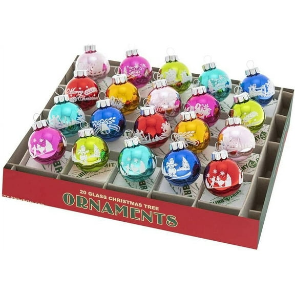 Christopher Radko Shiny Brite Christmas Confetti 20 Count 1.25" Signature Flocked Rounds