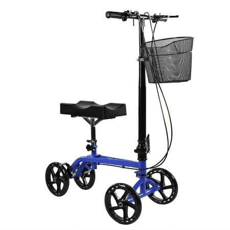 Clevr Foldable Knee Walker Scooter for foot injuries or surgery, Adjustable with Dual Brake System & Basket, Medical Steerable Crutch Alternative,