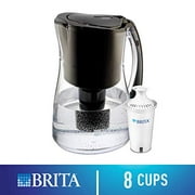Brita Medium 8 Cup Water Filter Pitcher with 1 Standard Filter, BPA Free - Marina, Black