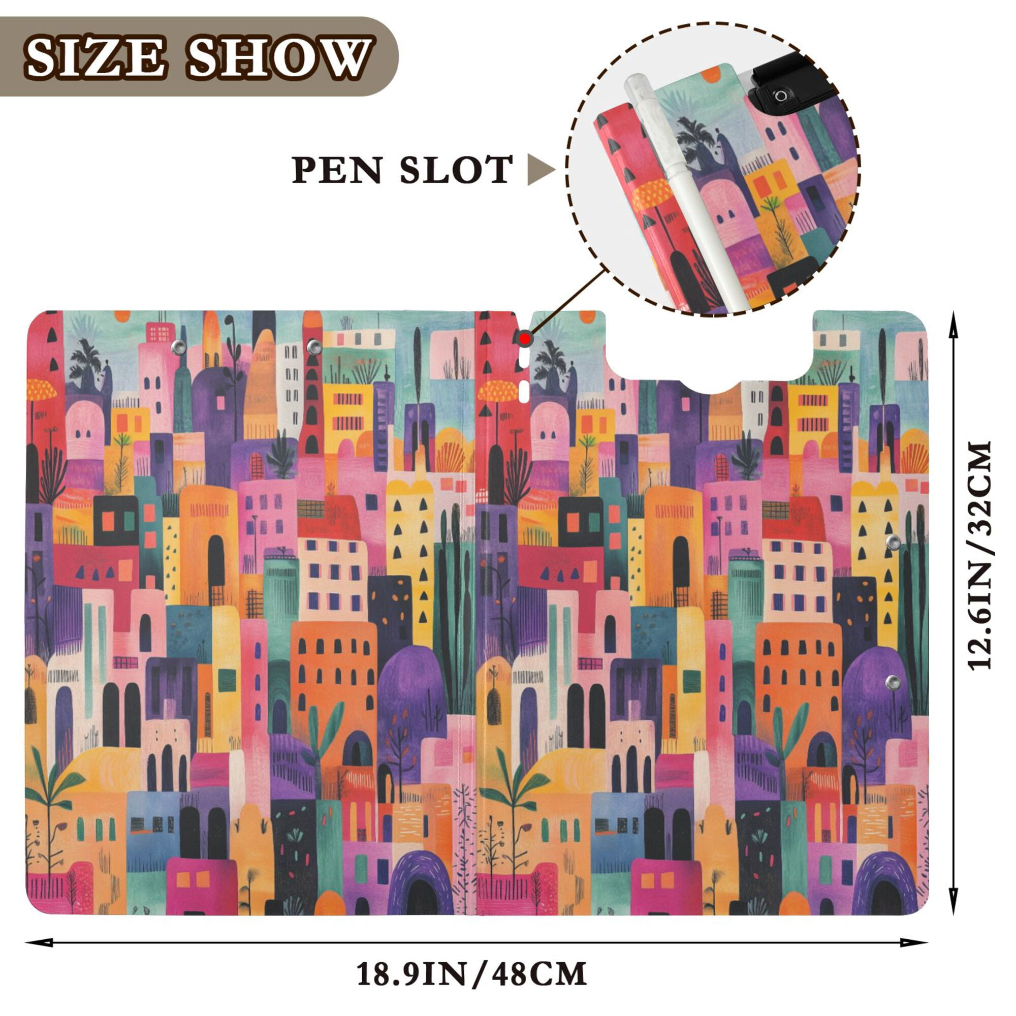 FORMRS A4 Clipboard Folder with Pen Holder Horizontal Foldable School Office Binder, Art Buildings