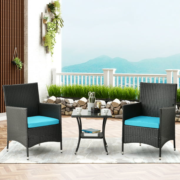 3 Piece Wicker Patio Set, 2020 Upgrade Outdoor Patio Furniture Set with