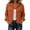 08#Saffron, variant on Corduroy Cropped Jacket for Women, Trendy Button Down Long Sleeve Solid Color Shacket, Fall Casual Streetwear Outerwear with Pockets Brown 2XL