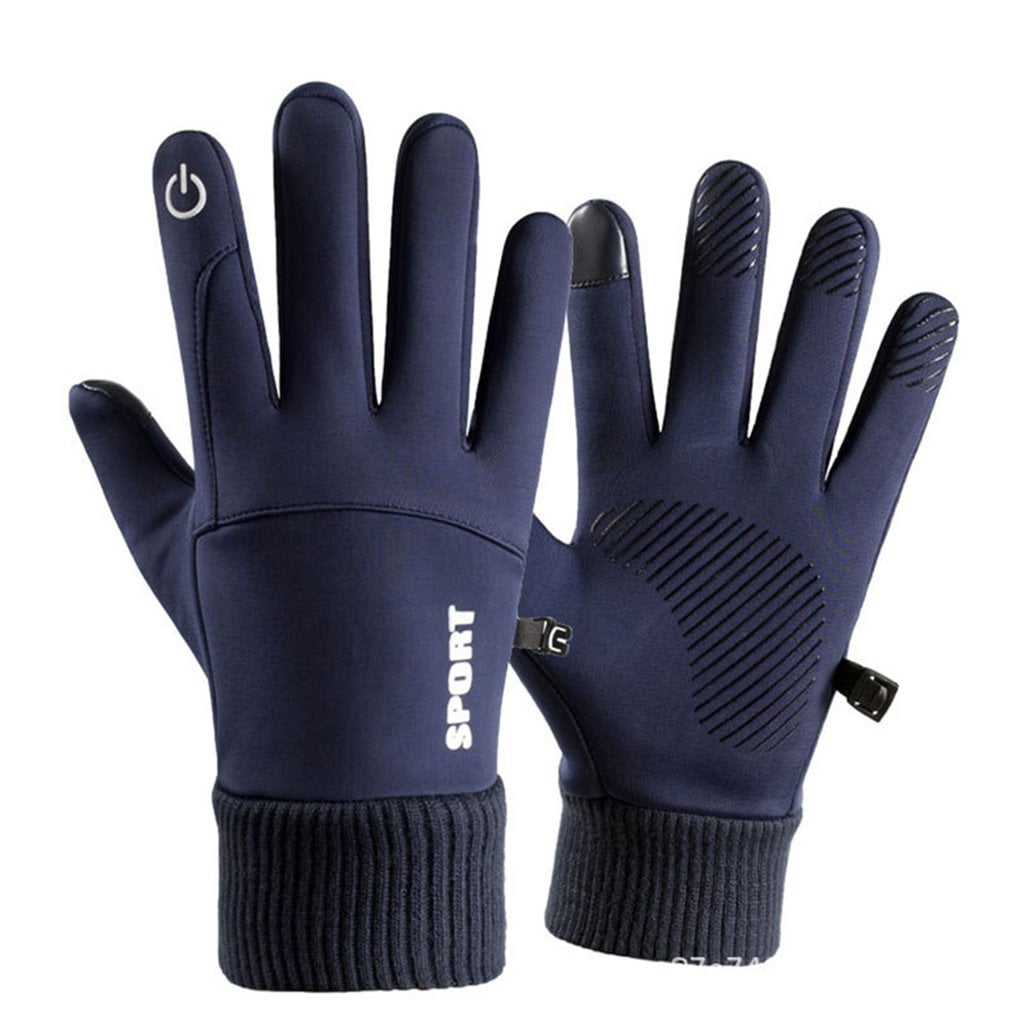 1 Pair Blue Black Ski Snowboard Gloves Waterproof and Windproof Thicken Gloves Unisex Breathable Lined Cotton Gloves for Winter Riding Biking Driving and Other Outdoor Activities