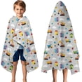 thumbnail image 3 of Cartoon Construction Vehicles Houses Hooded Bath Towel，50"x30" for Ages 3 To 12 Kids, Quick Dry Lightweight Soft Microfiber Hood Beach Towel Cover Up for Kids, 3 of 7