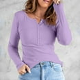 thumbnail image 2 of Womens Tops Crew Neck Long Sleeve Button Down Knit Shirt Solid Color Slim Fit Lightweight Stretchy Fabric For Vacation/Work/Party Xl Sweaters For Women, 2 of 7