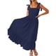 thumbnail image 4 of SAYOO - Vestido midi de verano para mujer, informal, con tirantes finos, sin mangas, de talle alto, fluido, línea A, largo SAYOO Estilo de ocio, 4 of 7