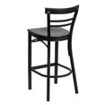 thumbnail image 4 of Flash Furniture HERCULES Series Black Two-Slat Ladder Back Metal Restaurant Barstool - Mahogany Wood Seat, 4 of 7
