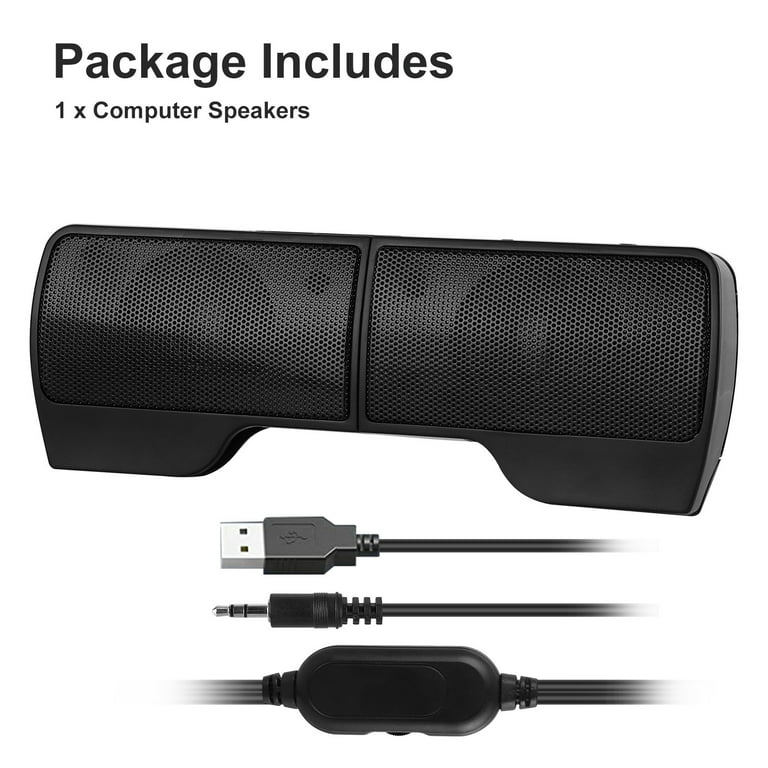 USB Wired Stereo Bass Sound Computer Speakers 3.5mm Soundbar for Desktop  Laptop