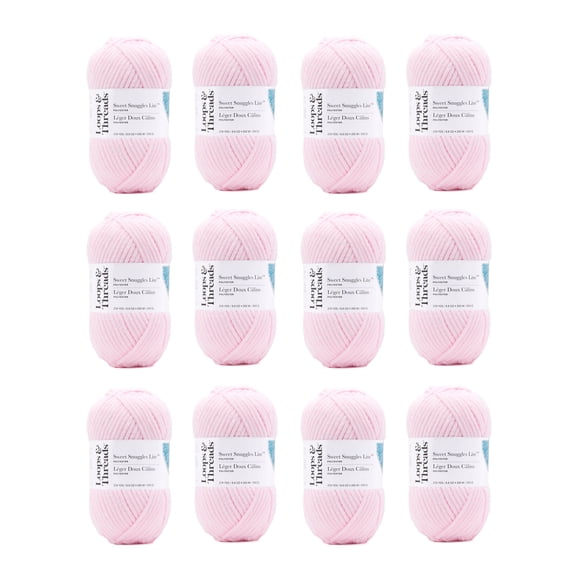 Loops & Threads Bare Pink Sweet Snuggles Lite Yarn - Super Bulky Yarn for Knitting, Crochet, Weaving, Arts & Crafts, 12 Pack