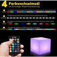 thumbnail image 3 of Luz nocturna LED con forma de cubo luminoso de 10 cm para niños con control remoto, regulable ajustable, 16 colores de iluminación, lámpara de noche que cambia de color, lámpara de humor, 3 of 5