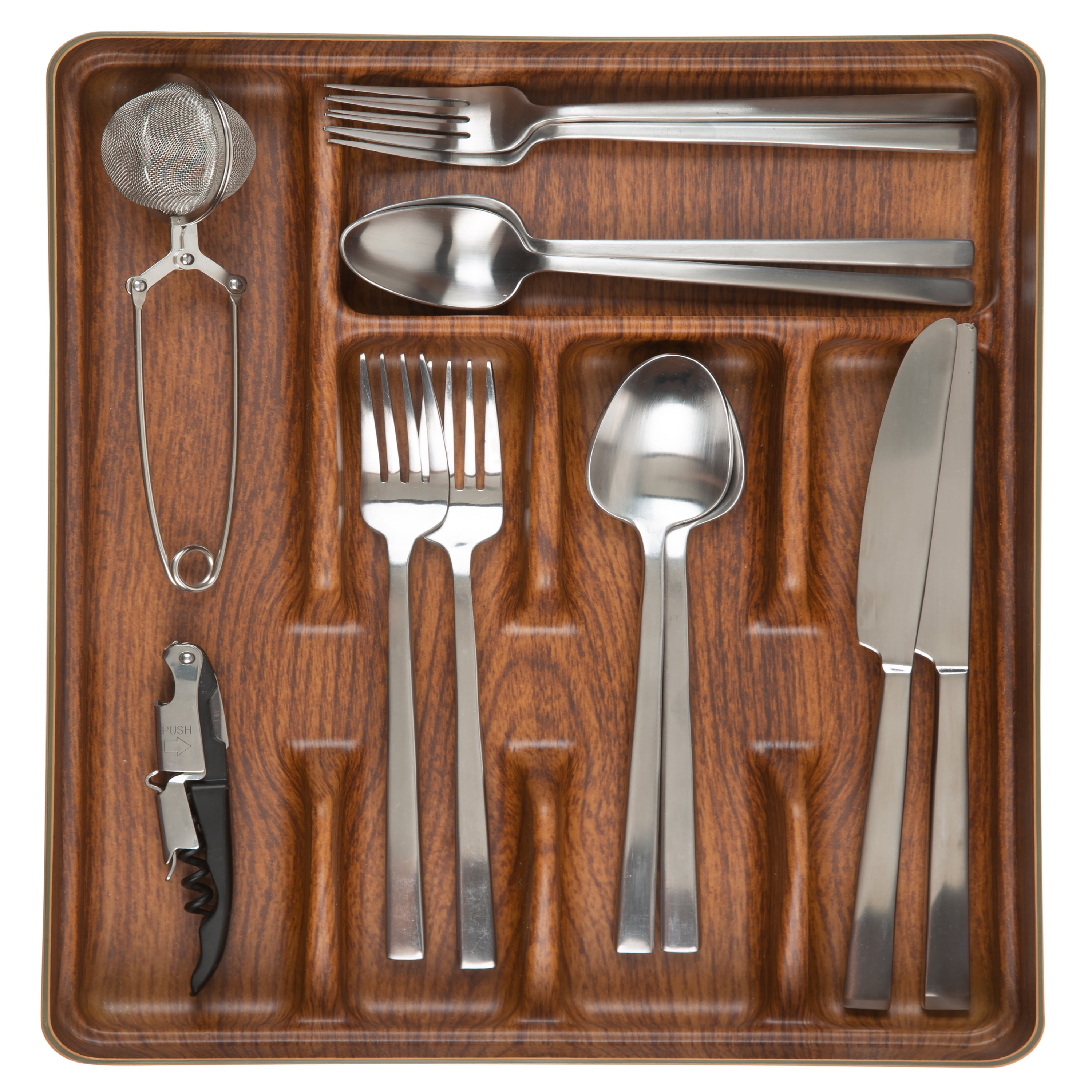 Kitchen Details 5 Compartment Wood Look Cutlery Tray