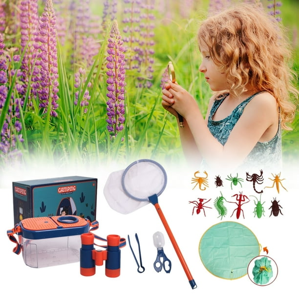 Kit Explorador Para Niños Con Red, Caja Lupa Y 12 Insectos Falsos, Perfecto Para Aventuras Al Aire Libre Y Camping