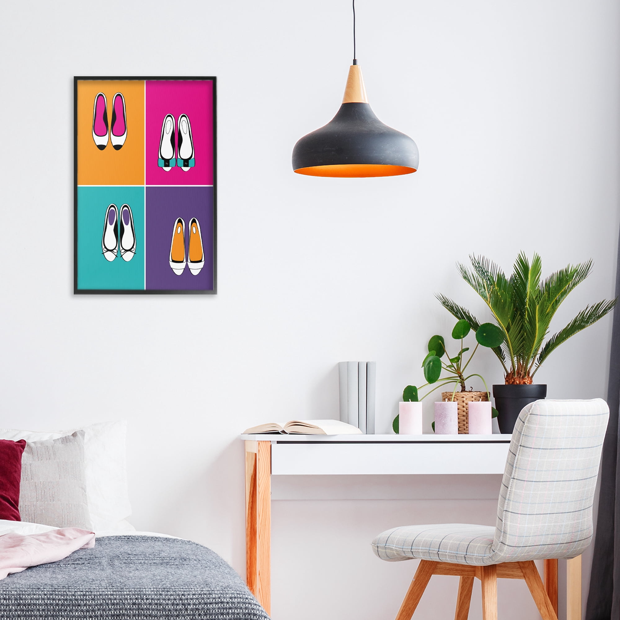 Stupell Industries Bold Pop Trendy Flats Black Framed Giclee Art, design by Martina Pavlova