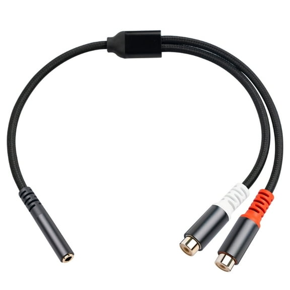 RCA to 3.5mm AUX Cable, 3.5mm 1/8 to RCA 2-Female Headphone Jack Adapter Y Splitter Premium Stereo Audio Cord for Tablets