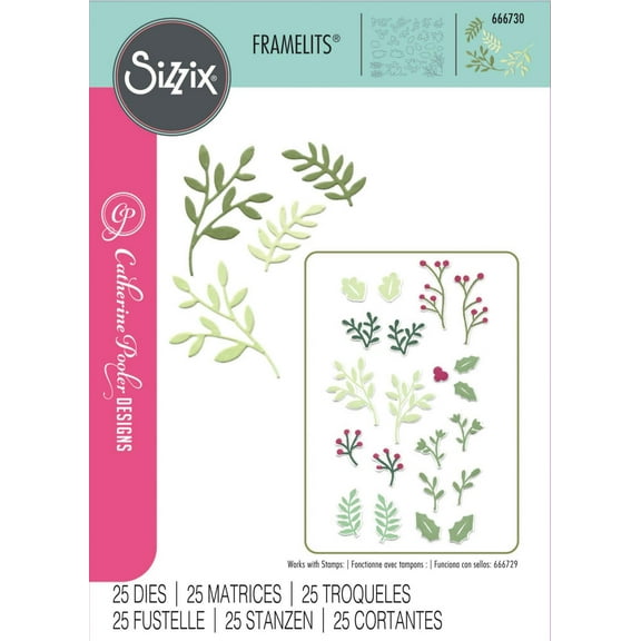 Sizzix Framelits Die Set 25PK Happy Holly Days #2 by Catherine Pooler