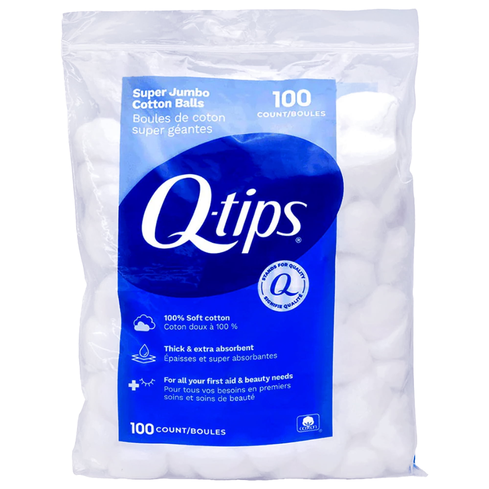 (4 pack) Q-tips Super Jumbo Cotton Balls, 100 Count