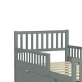 thumbnail image 4 of Mirightone Twin Size Platform Bed Frame with Storage Drawers, Wood Kids Bed with Safety Guardrail, Classic Style Twin Bed for Kids Boys Girls (Gray), 4 of 8