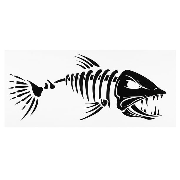 Anself 2 Pieces Fish Mouth Stickers Skeleton Fish Stickers Fishing Boat Canoe Kayak Graphics Accessories Color1
