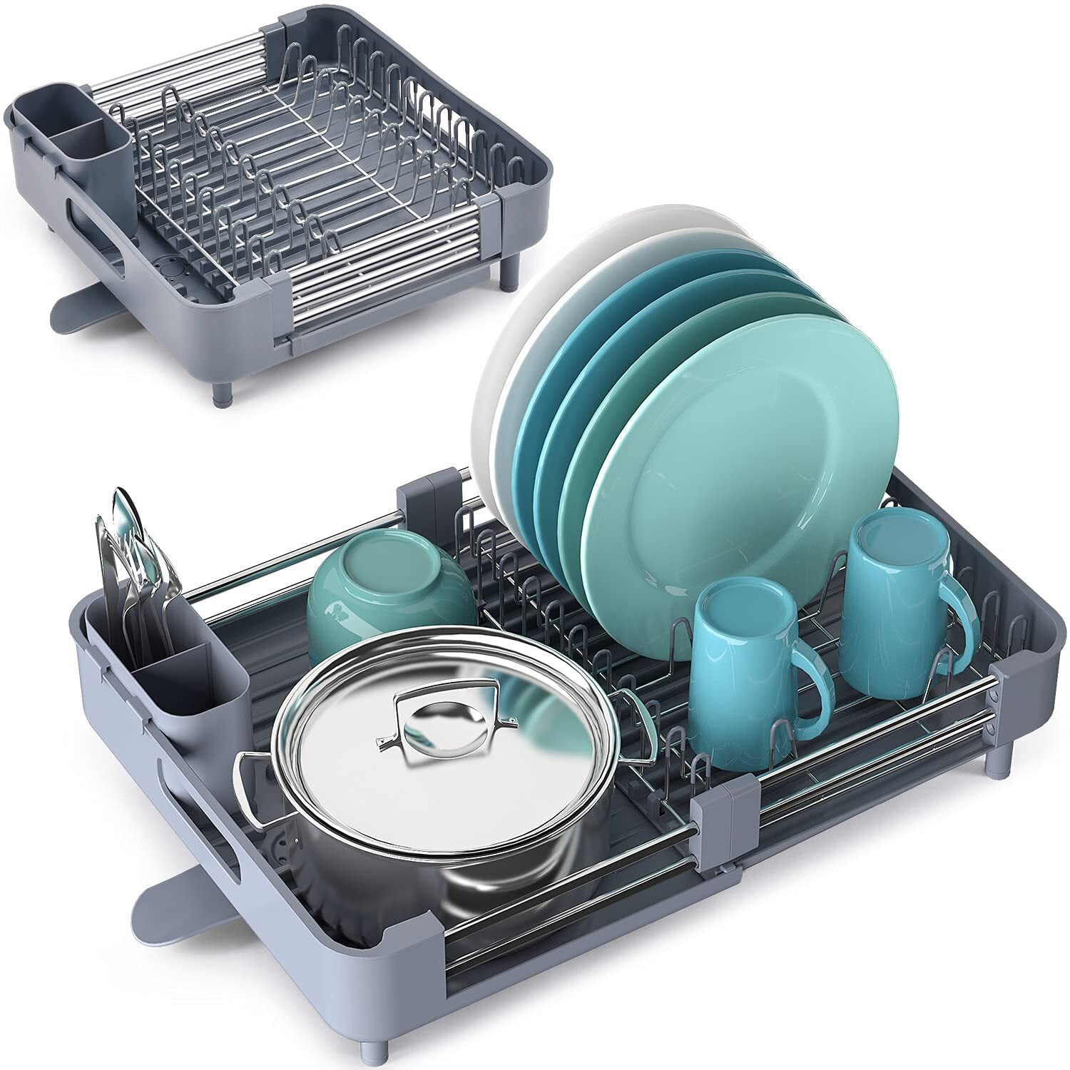 Kingrack Dish Drying Rack Stretched Dish Rack with High Capacity Gray Walmart
