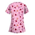 thumbnail image 3 of Valentine's Day Womens Nurse Uniforms Summer Love Heart Printed V Neck Breathable Scrub Tops Short Sleeve Professionals Soft Stretch T-Shirts with Pockets (Pink), 3 of 4