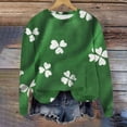 thumbnail image 2 of Felirenzacia St. Patrick’s Day Women’s Sweatshirt Shamrock Print Pullover Tops Festive Green Holiday Shirt Cozy Fleece Daily Outfit, Green,L, 2 of 7
