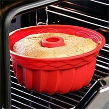 Silicone Baking Molds, European Grade Fluted Round Cake Pan, Non-Stick Cake  Pan for Jello,Buntcake,Gelatin,Bread, 9.45 Inches Tube Bakeware Red