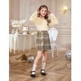 thumbnail image 5 of Arshiner Girls 2 Piece Outfits Fall Skirts Set Cute Lattice A-Line Dresses and Black Mesh Sleeve Rib Knit Tops Warm Winter Clothing Sets, 5 of 6