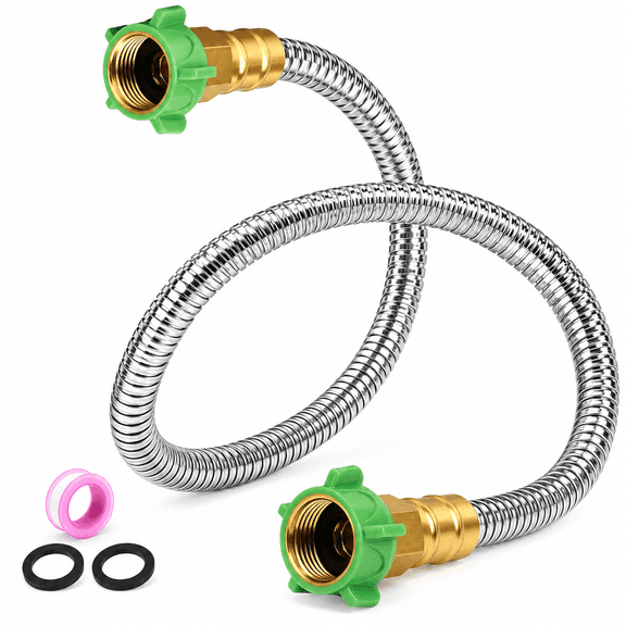 3FT Short Garden Hose Female to Female – Stainless Steel Leader for Reel, Kink-Free Flexible Metal Water, Leakproof Durable Designy for Outdoor Garden, Pet Washing, Car