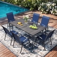 thumbnail image 7 of Techmilly Patio Chairs Set of 6, Outdoor Dining Chairs High Back with All Weather Breathable Textilene, Metal Frame for Lawn Garden Backyard Deck, Blue, 7 of 7