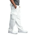 thumbnail image 5 of Mens Sweatpants Baggy Sweat Pants for Men Straight Leg Loose Fit Gym Athletic Cargo Sweatpants with Pockets White M, 5 of 8